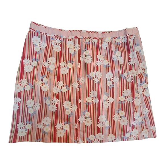 Duck Head Pink Striped Floral Daisy Stretch Skirt Women Size 20W Cotton Spandex - Picture 7 of 15